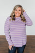 Dance With Somebody Striped Pullover Top- Lavender