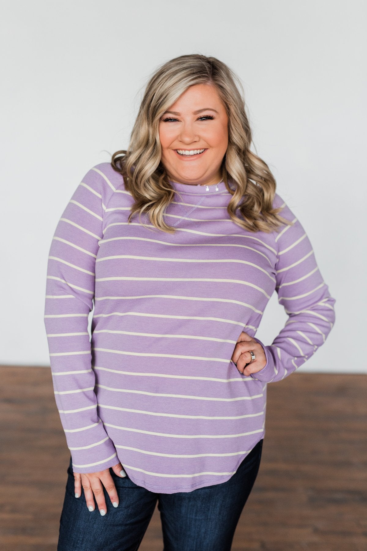 Dance With Somebody Striped Pullover Top- Lavender