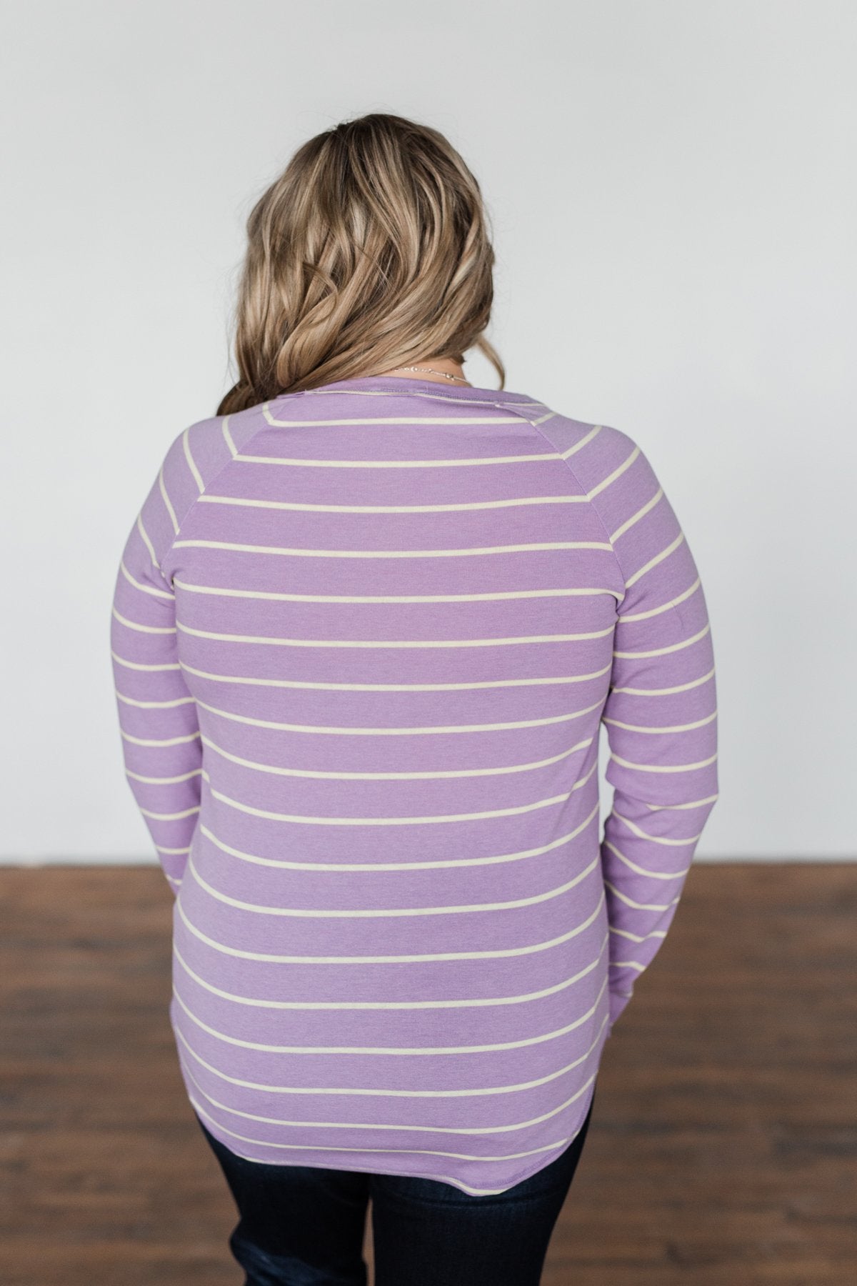 Dance With Somebody Striped Pullover Top- Lavender