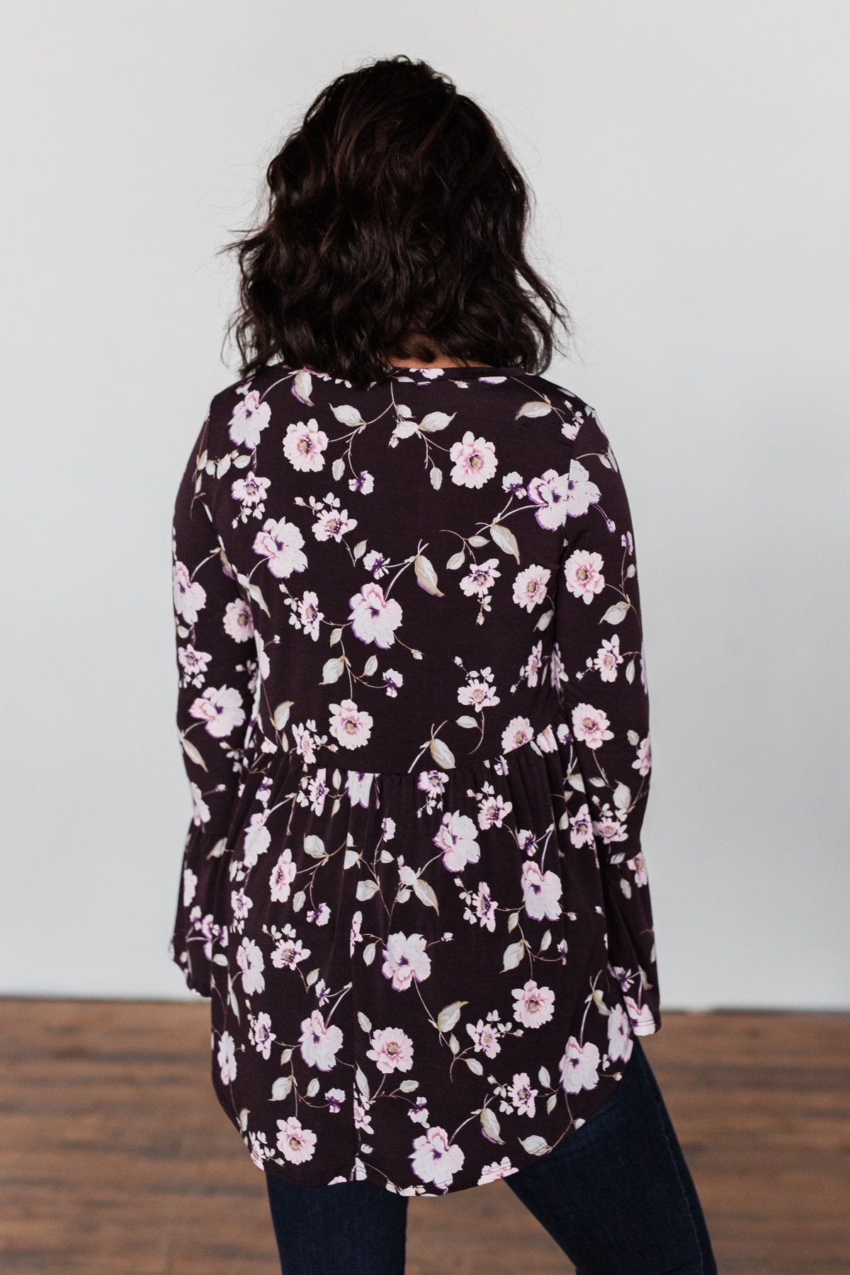 Make A Change Floral Babydoll Top- Eggplant Purple
