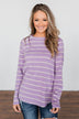 Dance With Somebody Striped Pullover Top- Lavender