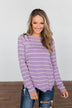 Dance With Somebody Striped Pullover Top- Lavender