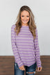 Dance With Somebody Striped Pullover Top- Lavender