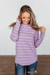 Dance With Somebody Striped Pullover Top- Lavender