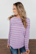 Dance With Somebody Striped Pullover Top- Lavender