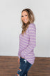 Dance With Somebody Striped Pullover Top- Lavender
