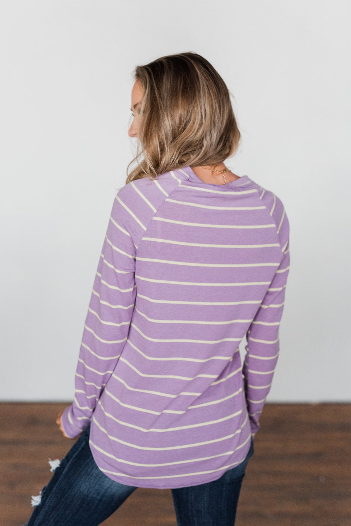 Dance With Somebody Striped Pullover Top- Lavender
