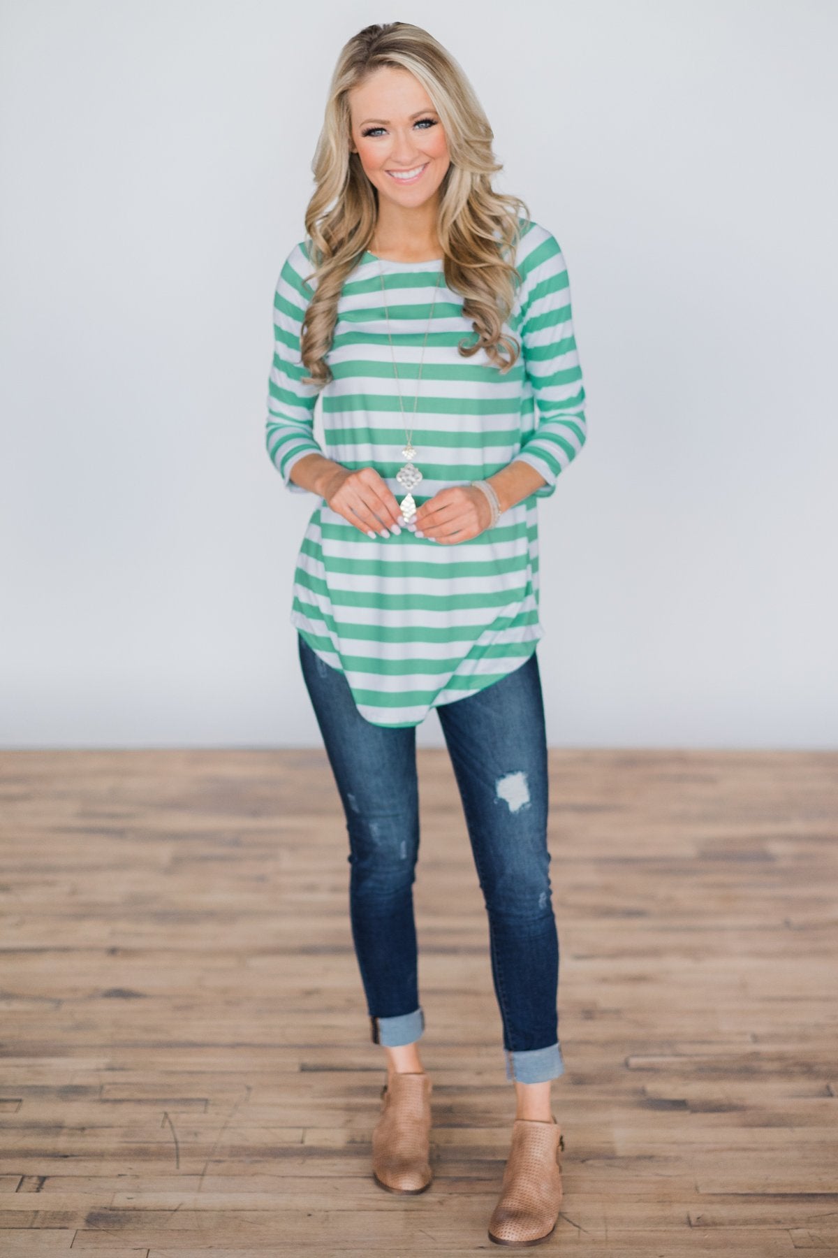 Comes Naturally Striped Top ~ Mint