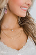 3 Tier Marble Stone Necklace- Gold