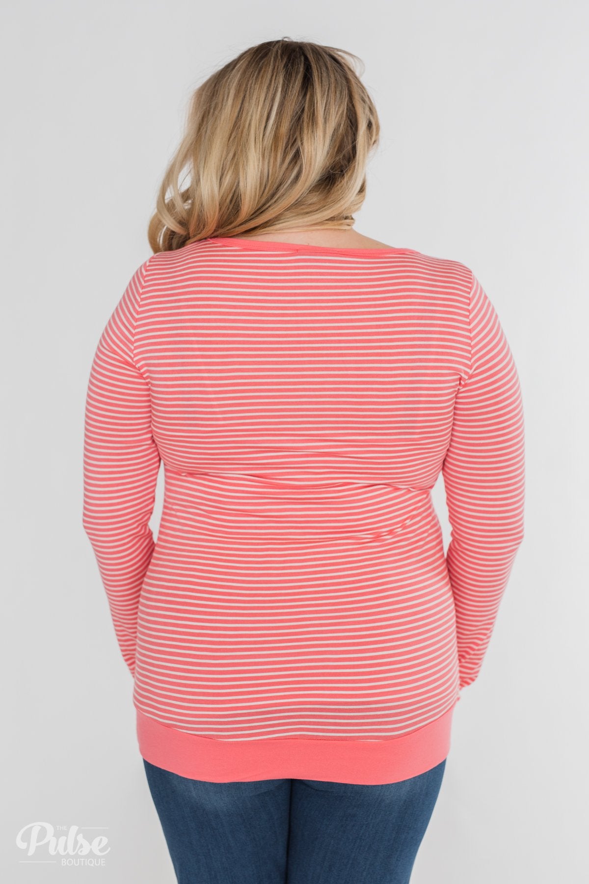 So Much In Common Striped Pocket Top- Pink