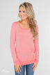So Much In Common Striped Pocket Top- Pink