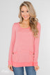 So Much In Common Striped Pocket Top- Pink