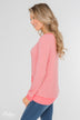So Much In Common Striped Pocket Top- Pink