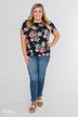Finding The Right One Floral Short Sleeve Top- Navy