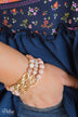 Chain & Beads Bracelet Set- Pale Pink