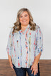 Perfectly Poise Printed V-Neck Top- Light Blue
