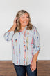 Perfectly Poise Printed V-Neck Top- Light Blue