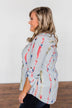 Perfectly Poise Printed V-Neck Top- Light Blue
