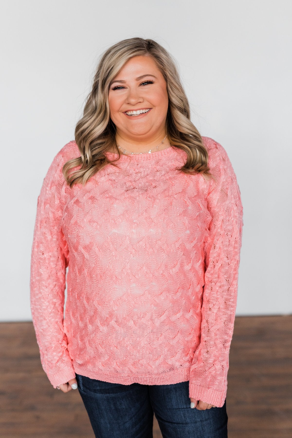 You've Got That Something Knit Sweater- Salmon Pink