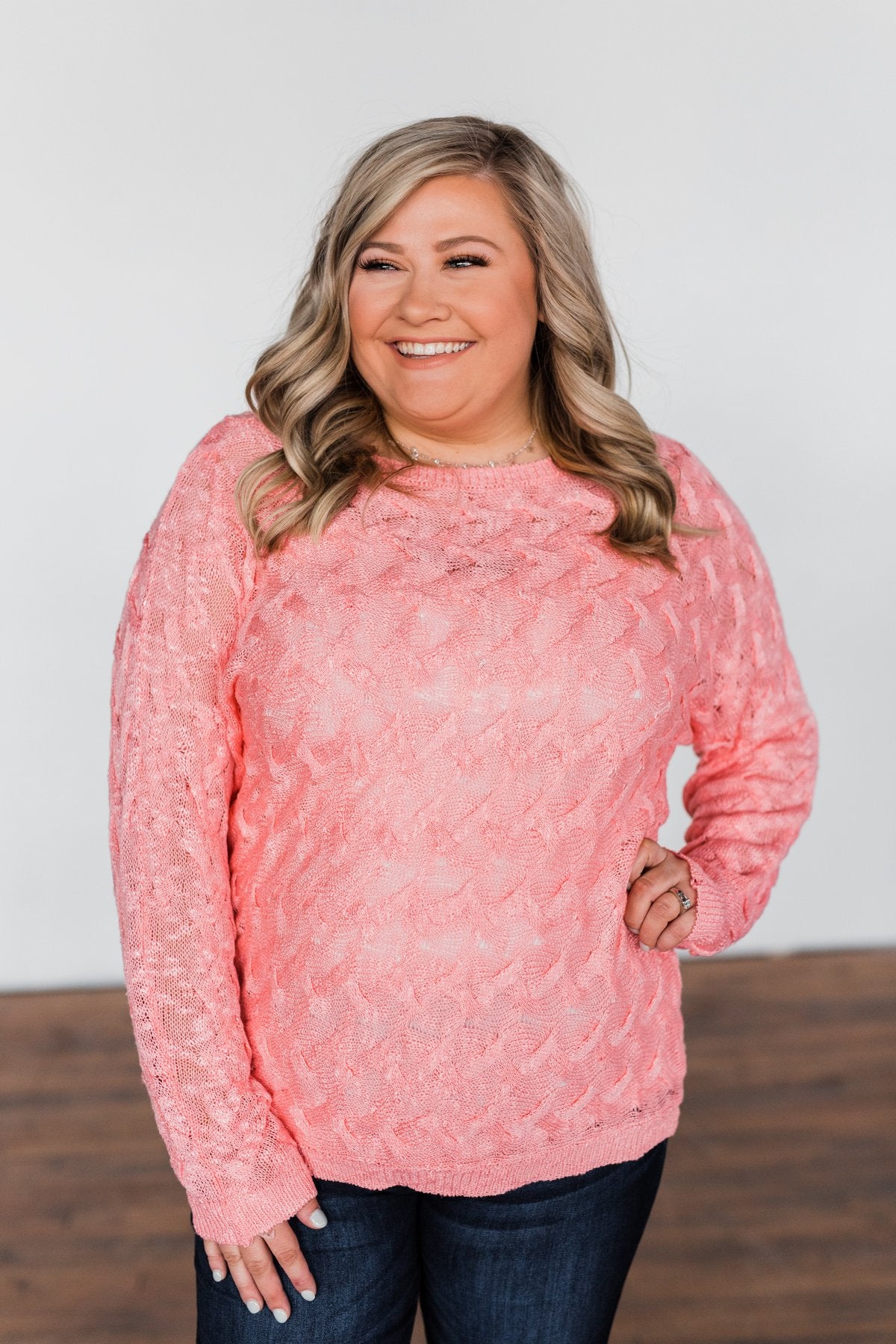 You've Got That Something Knit Sweater- Salmon Pink