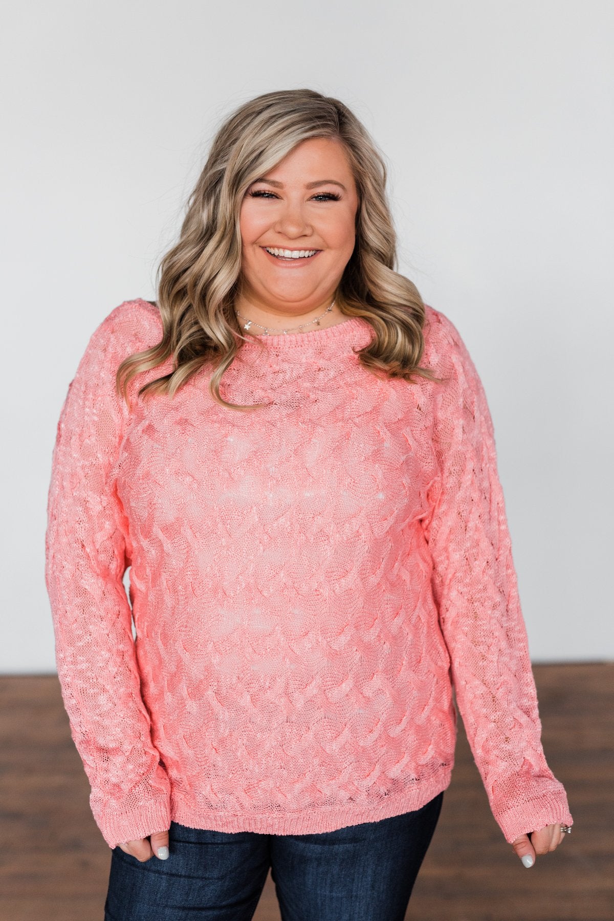 You've Got That Something Knit Sweater- Salmon Pink