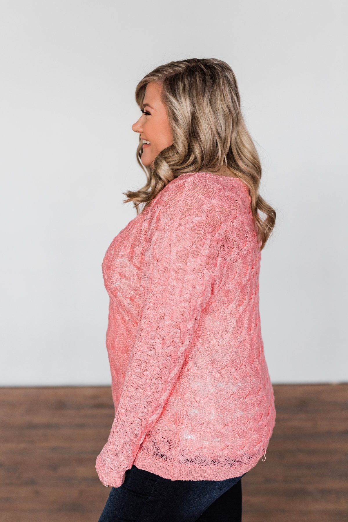 You've Got That Something Knit Sweater- Salmon Pink