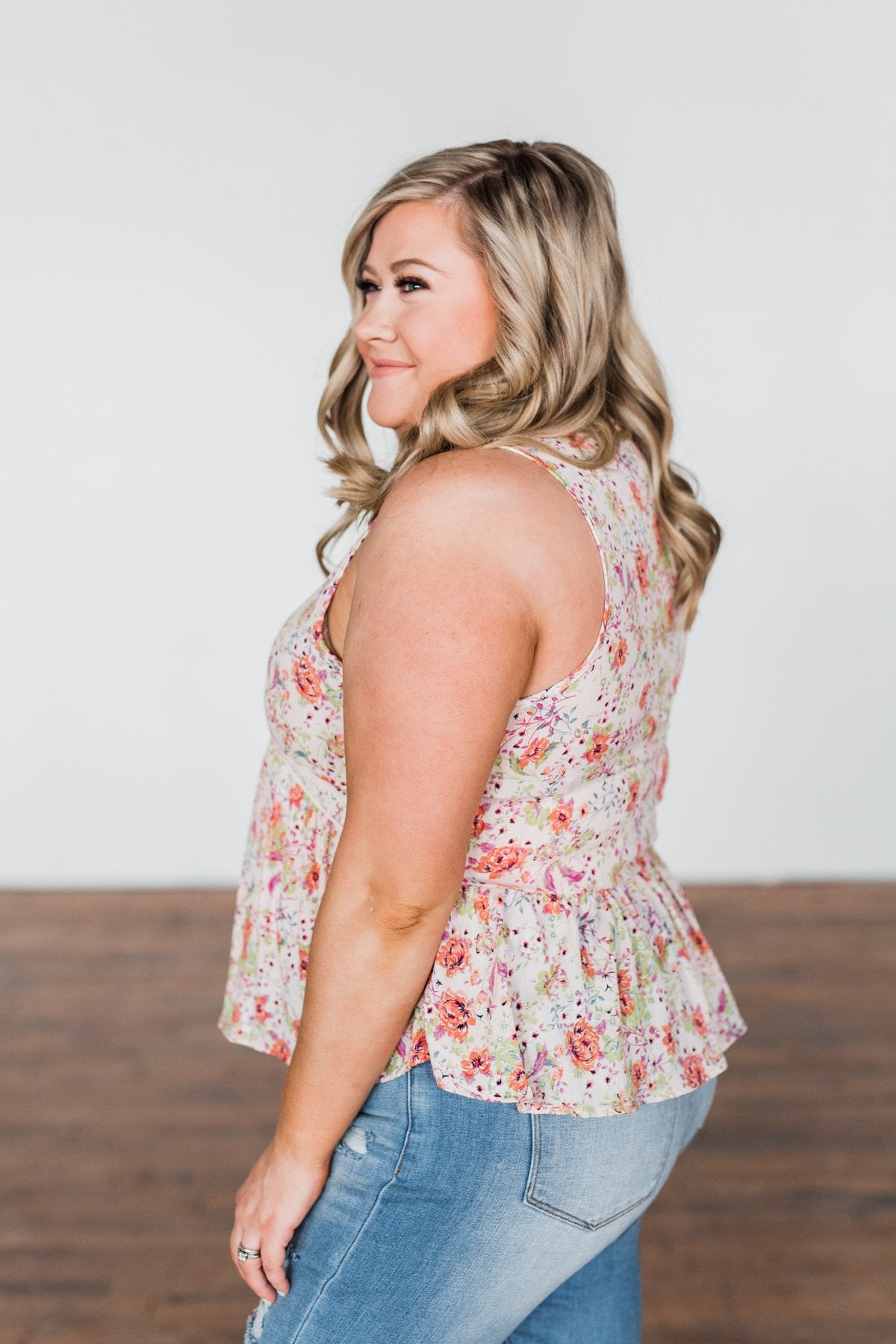 Let It Grow Floral Lace Tank Top- Light Pink