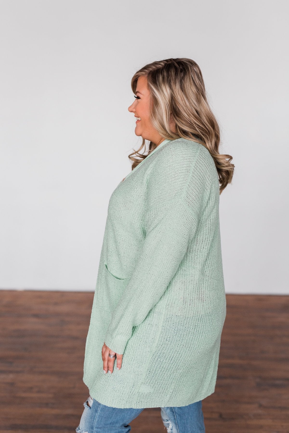 No Pressure Knitted Cardigan- Mint Green