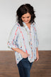 Perfectly Poise Printed V-Neck Top- Light Blue