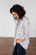 Perfectly Poise Printed V-Neck Top- Light Blue