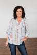 Perfectly Poise Printed V-Neck Top- Light Blue