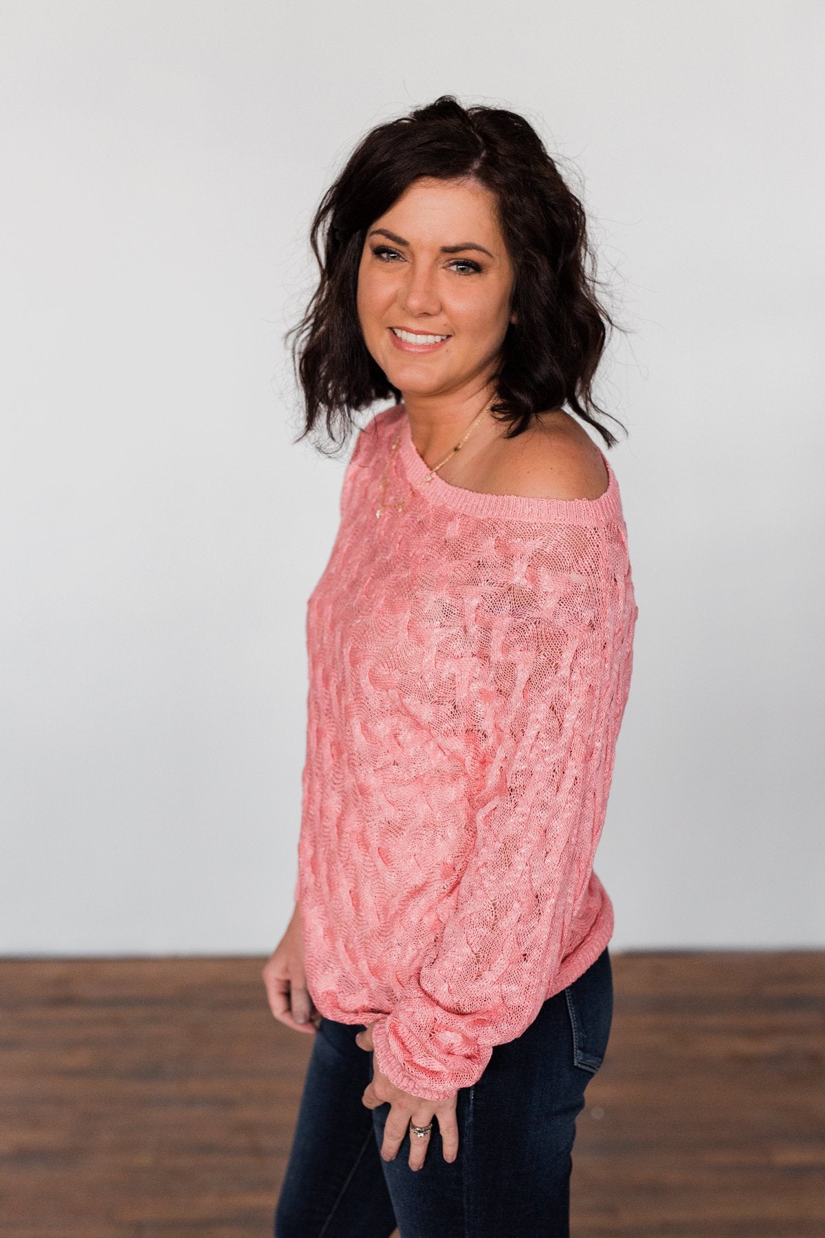 You've Got That Something Knit Sweater- Salmon Pink