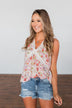Let It Grow Floral Lace Tank Top- Light Pink