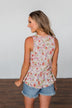 Let It Grow Floral Lace Tank Top- Light Pink