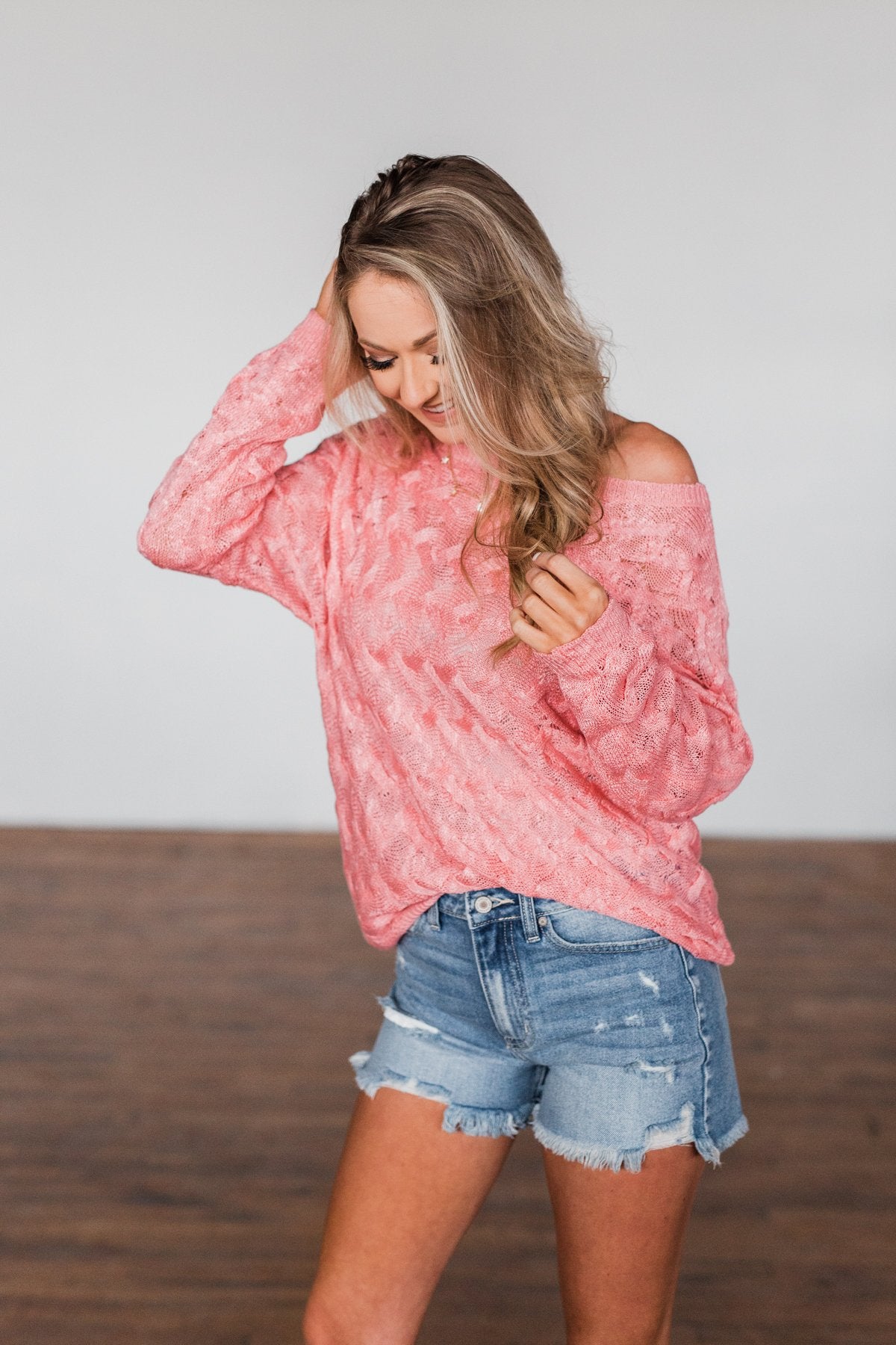 You've Got That Something Knit Sweater- Salmon Pink