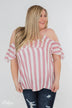 Here Comes the Sun Cold Shoulder Top- Light Pink & Ivory