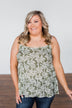 Here With You Floral Babydoll Tank Top- Olive
