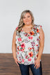 Love Blossoms Ruffle Floral Top- Ivory