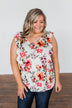 Love Blossoms Ruffle Floral Top- Ivory