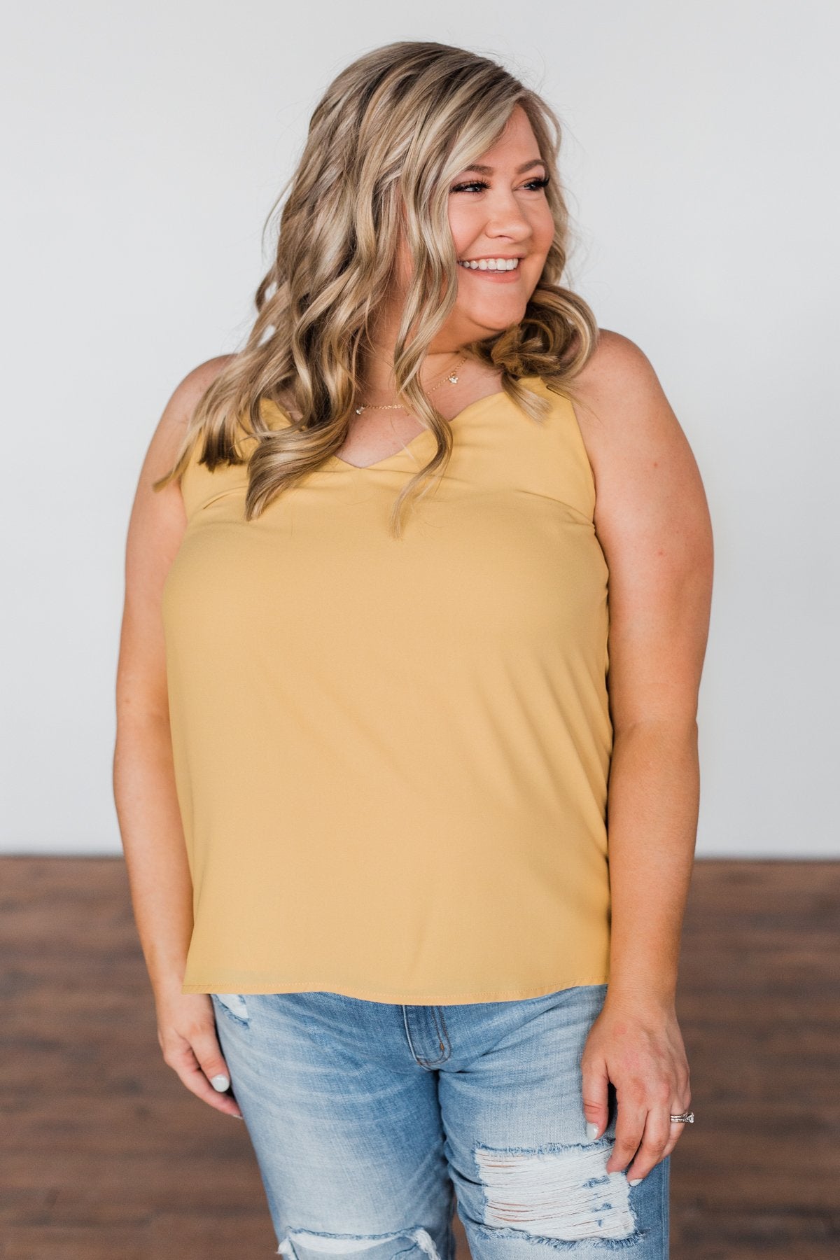 Have Me Hypnotized Tank Top- Mustard