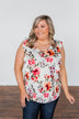 Love Blossoms Ruffle Floral Top- Ivory