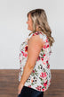 Love Blossoms Ruffle Floral Top- Ivory