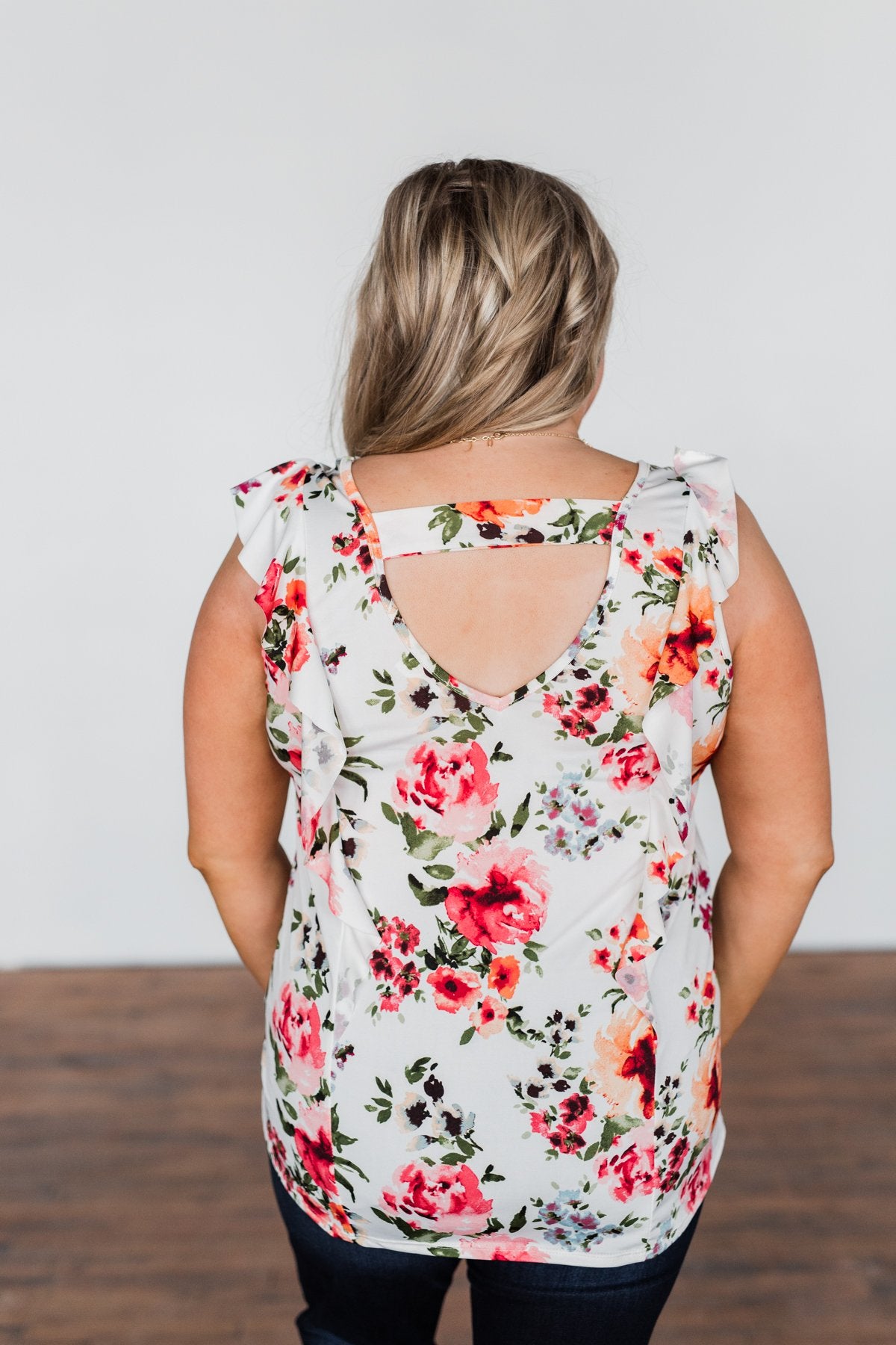 Love Blossoms Ruffle Floral Top- Ivory