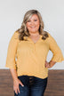Lots Of Laughs V-Neck Wrap Top- Mustard