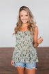 Here With You Floral Babydoll Tank Top- Olive