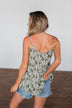 Here With You Floral Babydoll Tank Top- Olive
