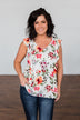 Love Blossoms Ruffle Floral Top- Ivory