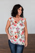 Love Blossoms Ruffle Floral Top- Ivory