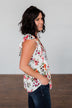 Love Blossoms Ruffle Floral Top- Ivory