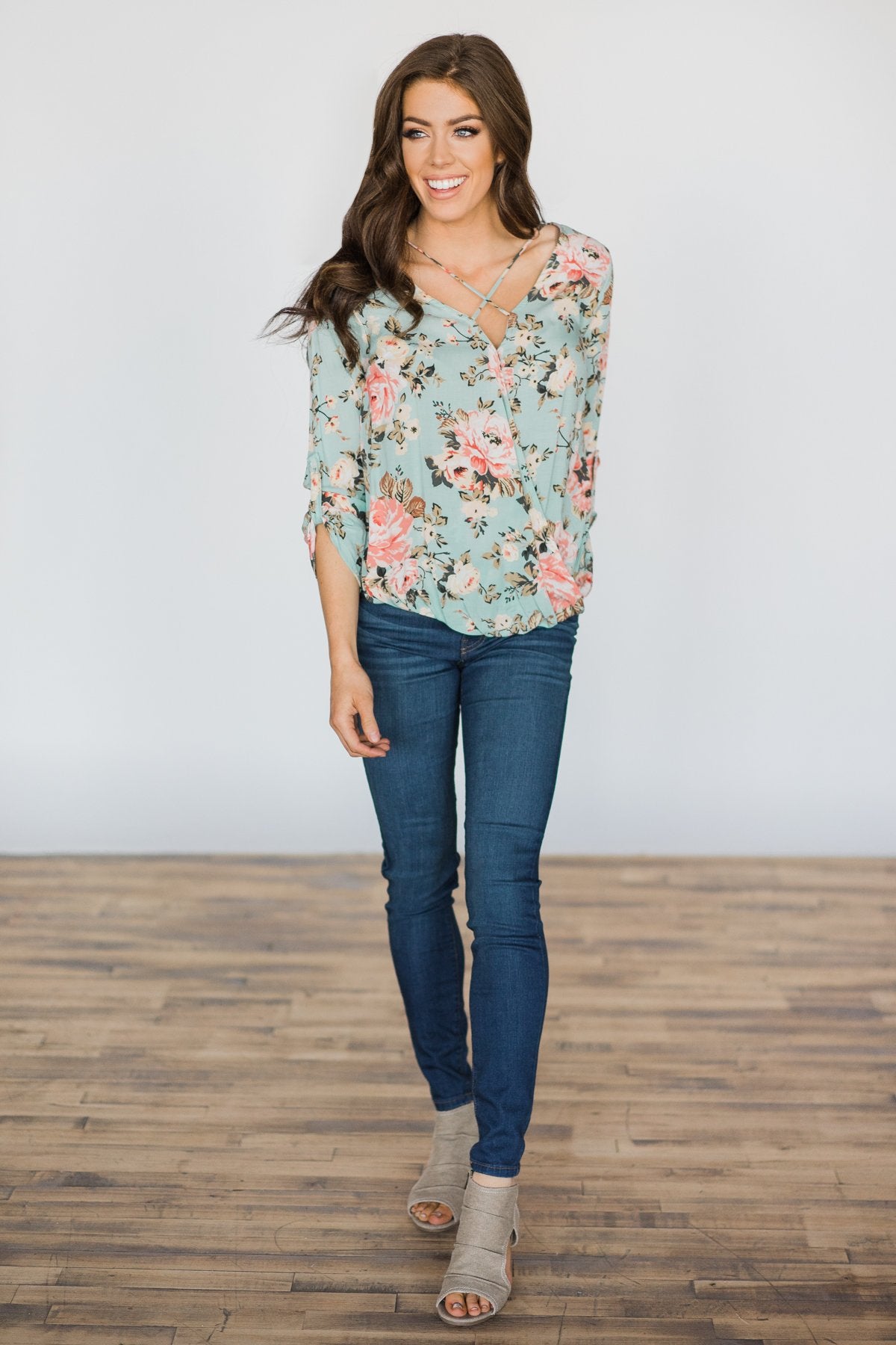 Lost in the Moment Mint Floral Top